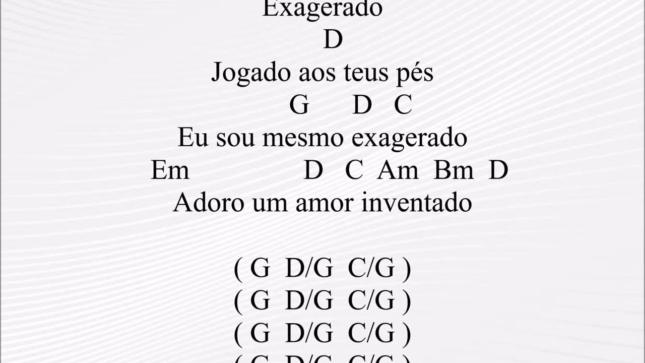Cazuza - Exagerado - Backing Track Sem Guitarra e Sem Voz - Com Letra e Cifra