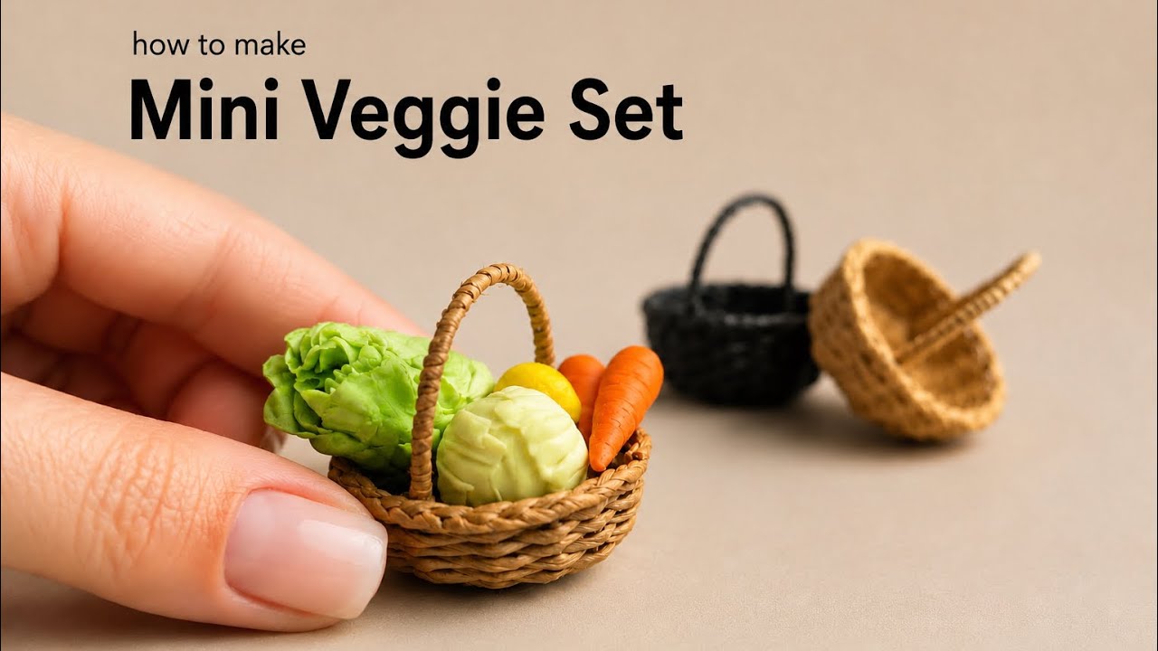 DIY Miniature Basket & Vegetables | Make Tiny Carrot, Lettuce, Cabbage & Lemon