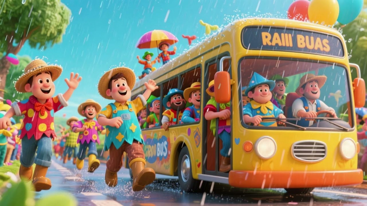 Farmer’s Rain Bus Parade 🌧️🚌🎶 | Fun Farm Rain Song for Kids