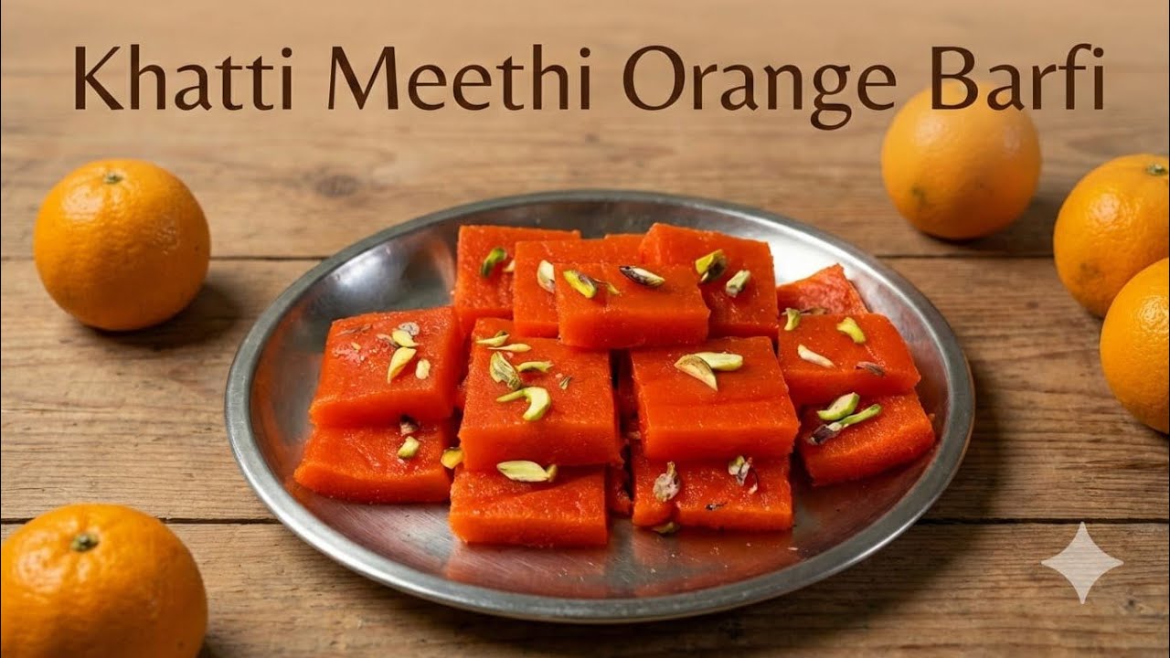 Na Mawa,na ghee sirf khaas ingredients se bana  orange Barfi jo muh mein jate hi ghul jaye shoft 😋