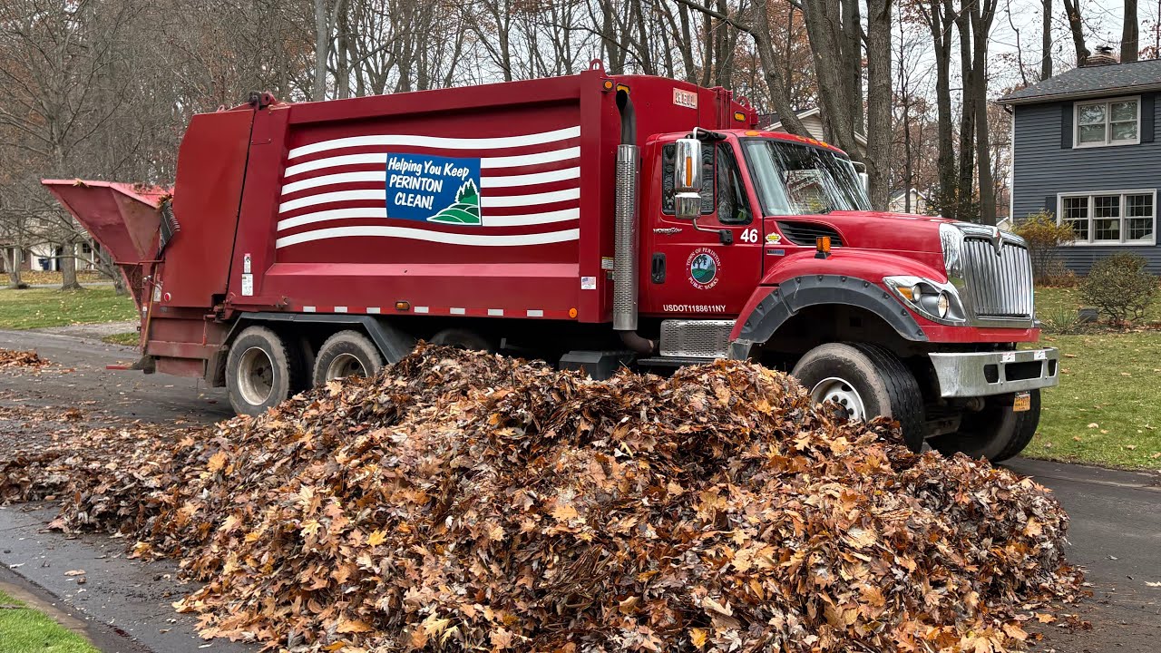 Perinton Leaf Collection! ONE HOUR OF LEAF PICKUP! Garbage Trucks, Dump Trucks + More