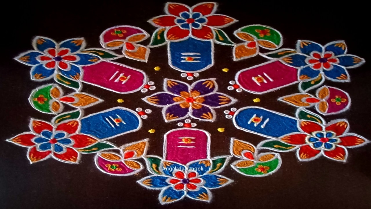 Festival easy rangoli 🌷 Mahashivarathri special rangolis 🌷15*8 Beautiful dots rangolis 🌷