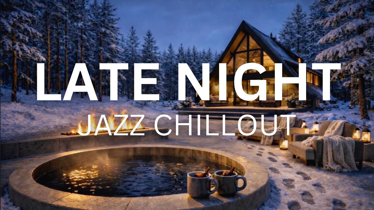 Luxury Winter Retreat Ambience | Cozy Fireplace, Hot Tub & Chill Jazz Piano (1 Hour)