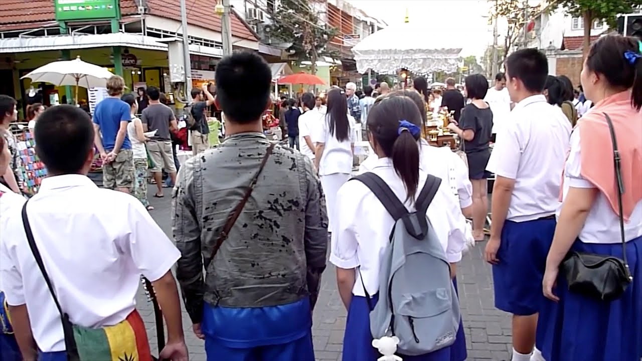 Standing For The Thai National Anthem.  But where?