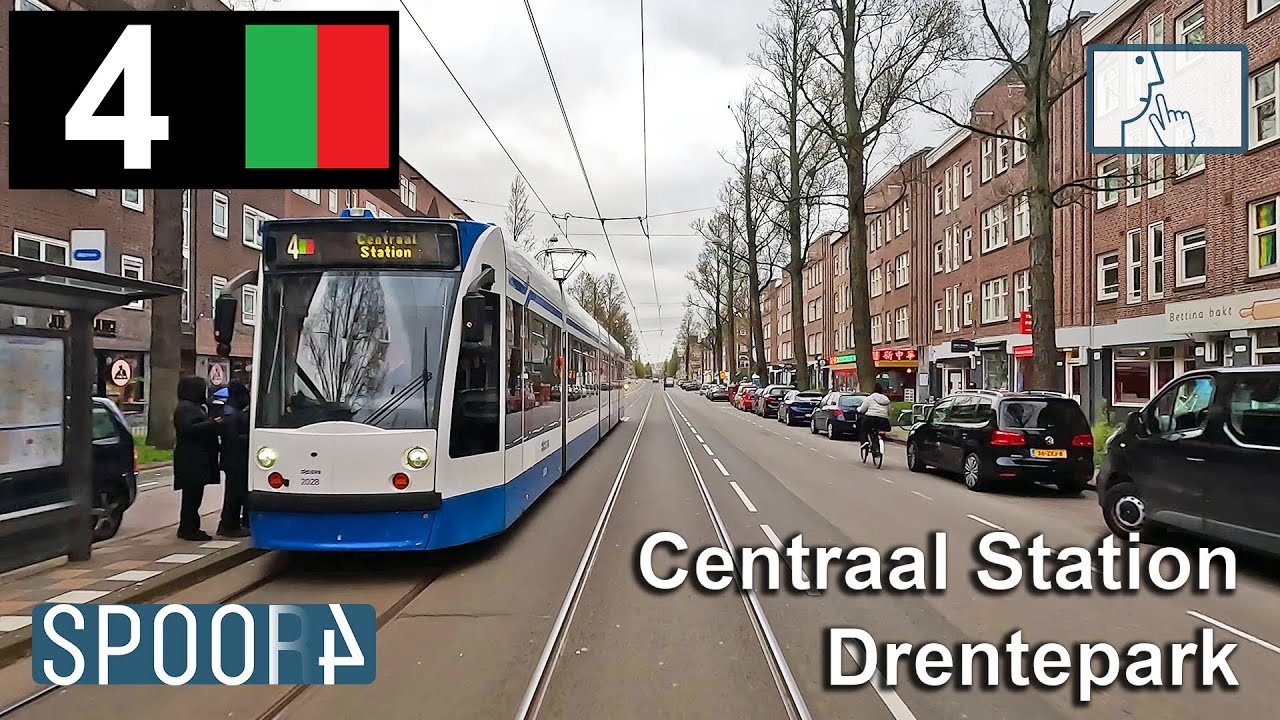 Cabinerit Tram 4 (Amsterdam) | Centraal Station - Drentepark (Tram Driver's POV)