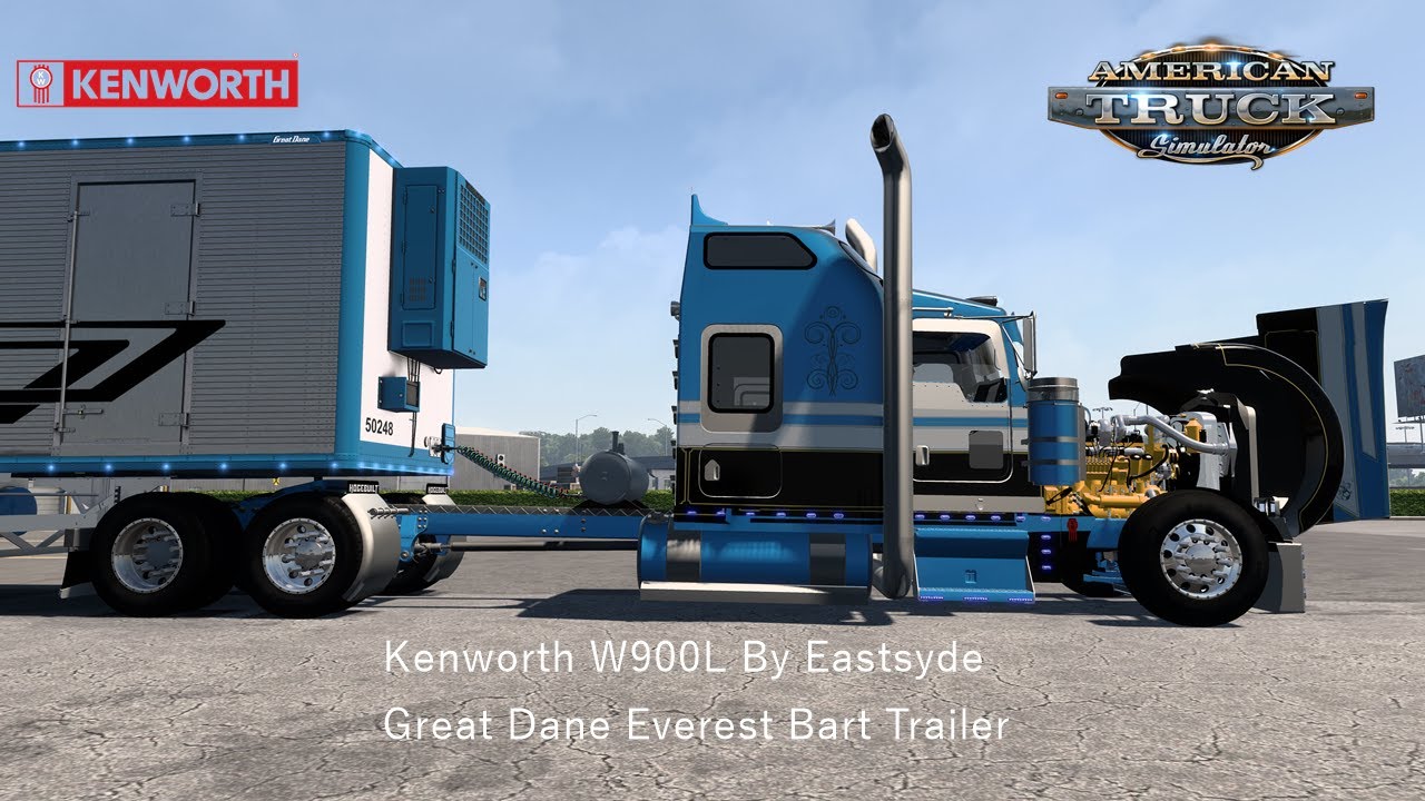 (ATS 1.43)Kenworth W900L Custom By Eastsyde + Great Dane Everest Bart Trailer + Cat:3406E Kriechbaum