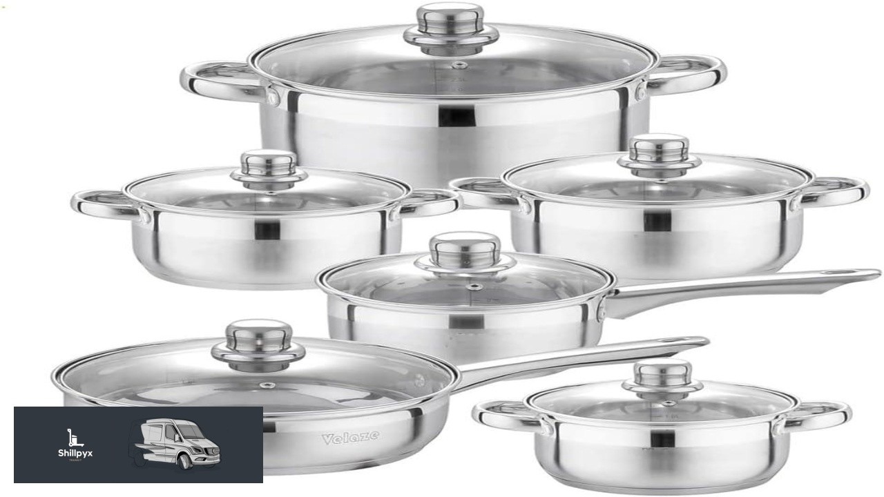Cookware Set 12 Piece Kitchen Stainless Steel Cooking Pot & Pan Sets Induction