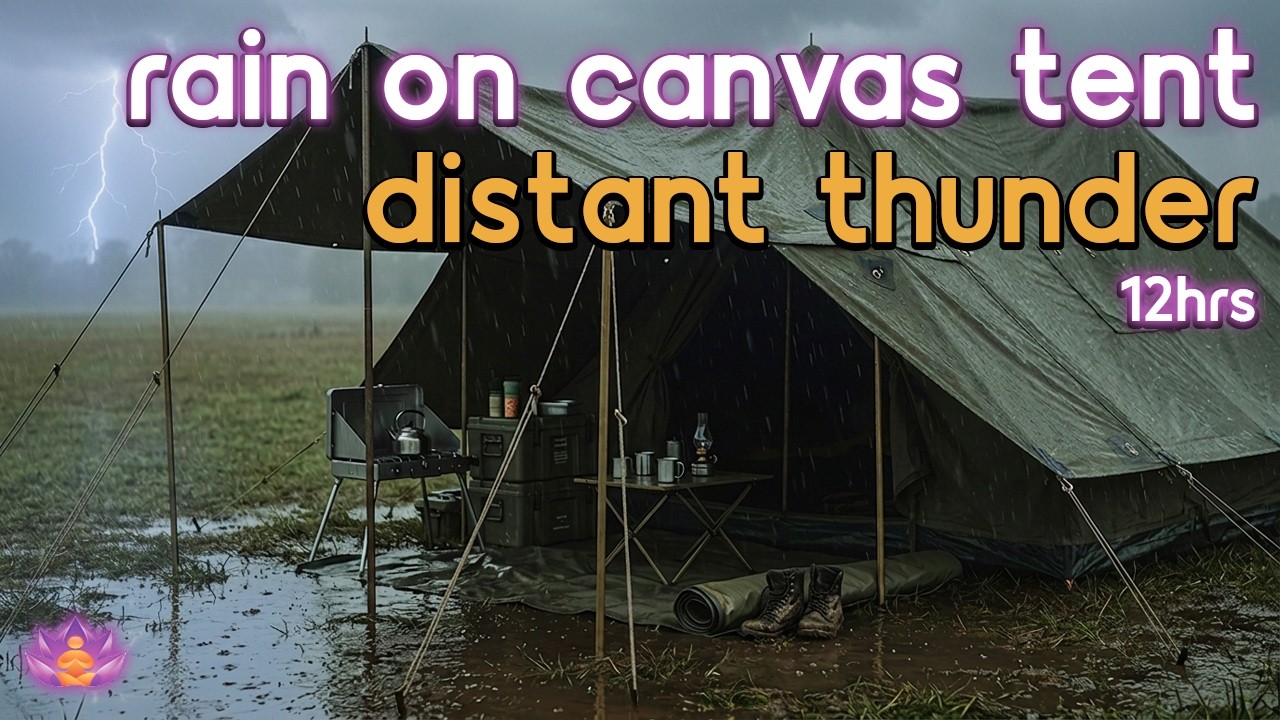 [Black Screen] Cozy Camp Shelter | Rain on Canvas Tent + Distant Thunder | Sleep Rain Sounds