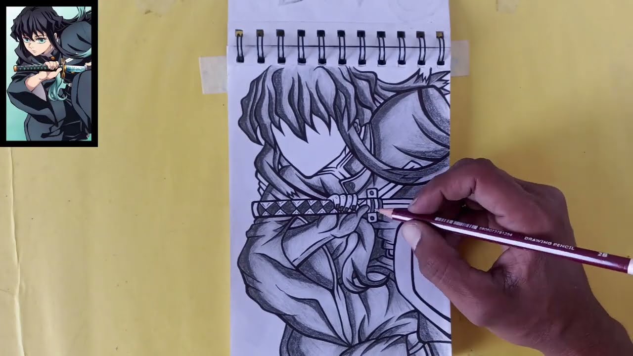 Anime Sword Boy muichiro tokito Sketch | Pencil Art | Clean Lineart & Shading #mangadrawing #tokito 