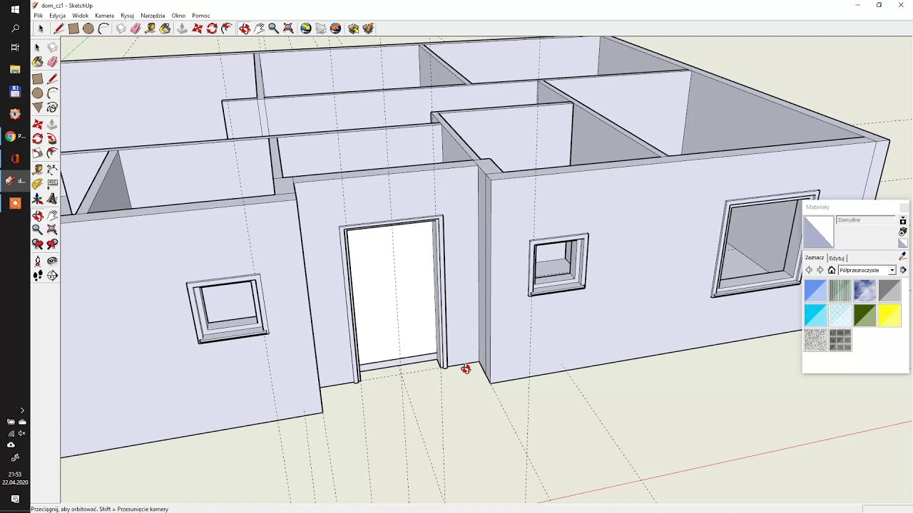 SketchUP. Projekt domu część 4. Drzwi i wejście.