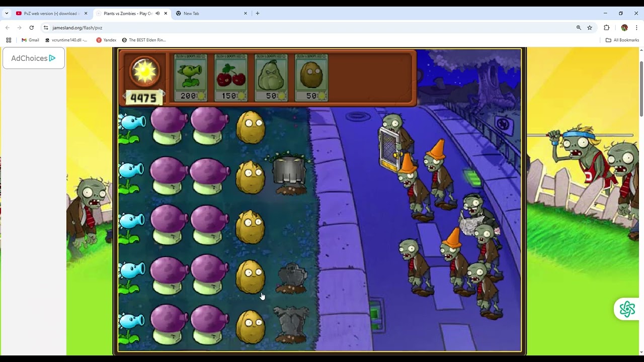 plants vs zombies web version survival endless night  giga football zombie