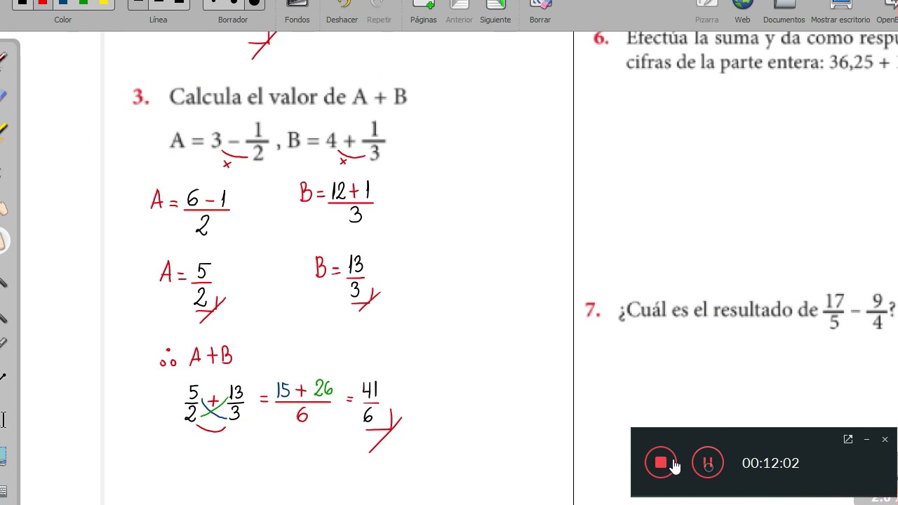 Adición y sustracción de fracciones y números decimales (4to de primaria)