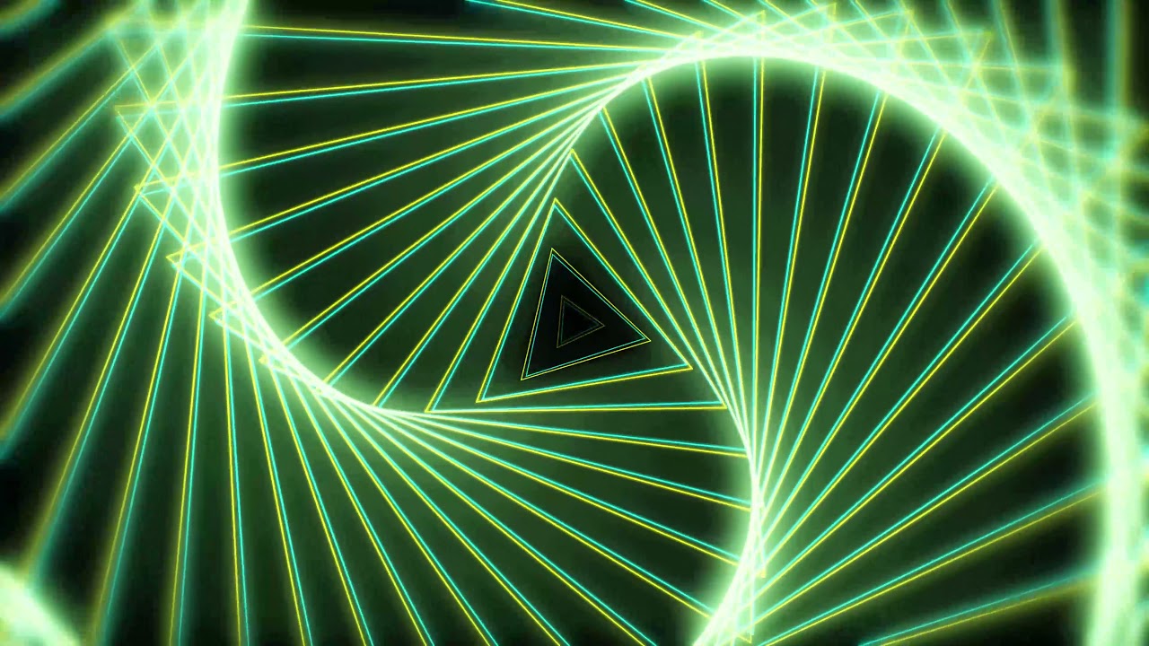 Yellow Colors Neon Triangle Whirl Loop Video Background | 4k 60p Live wallpaper