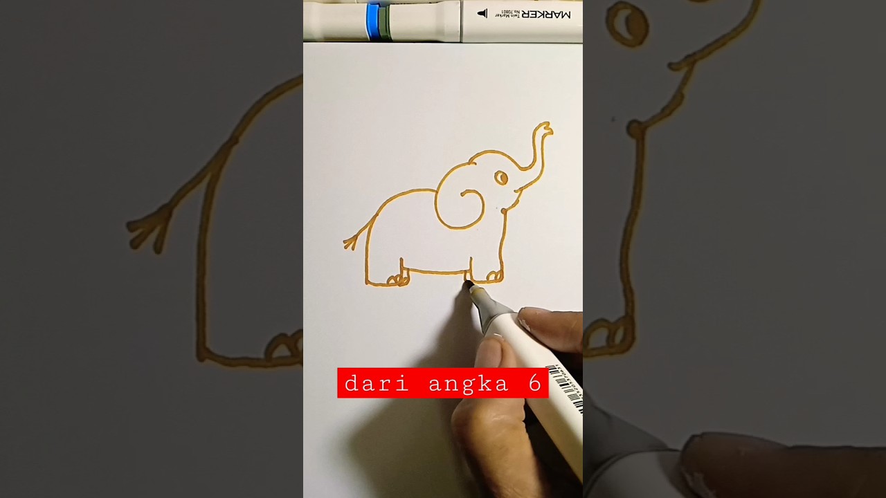 Menggambar Gajah Mulai dari Angka 6 😄