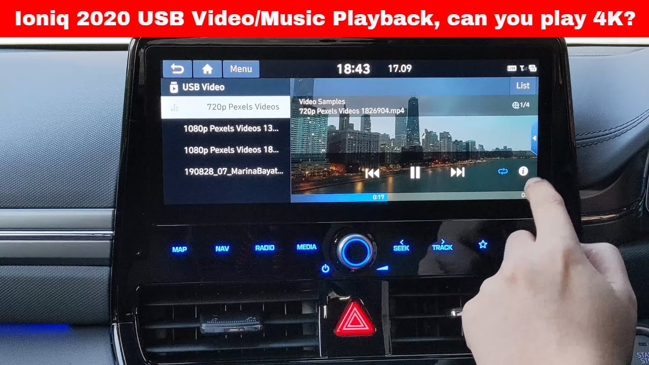 Информационно-развлекательная система Hyundai Ioniq 2020 EV — USB-видео и музыка (4K)