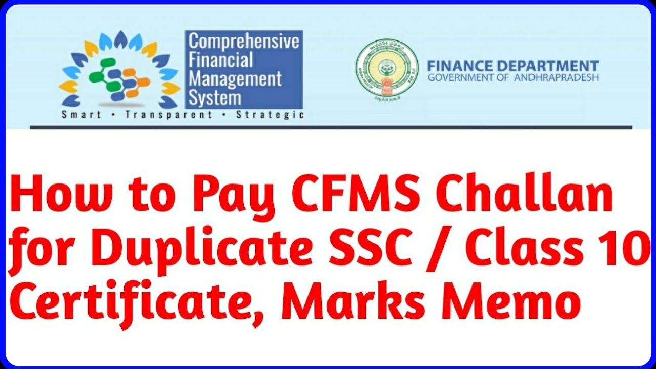 How to Pay CFMS Challan for Duplicate SSC / Class 10 Certificate