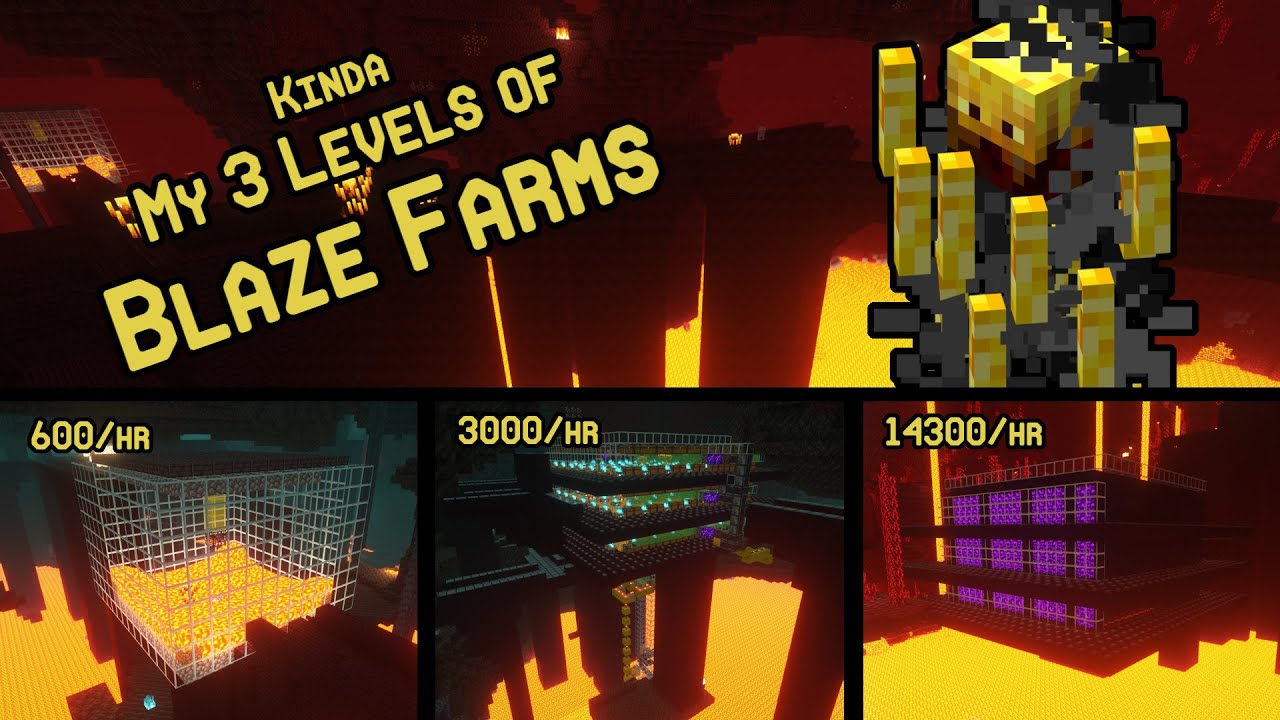 Моя ферма из трёх уровней Blaze Farm | 600/3 тыс./14 тыс. огненных стержней в час