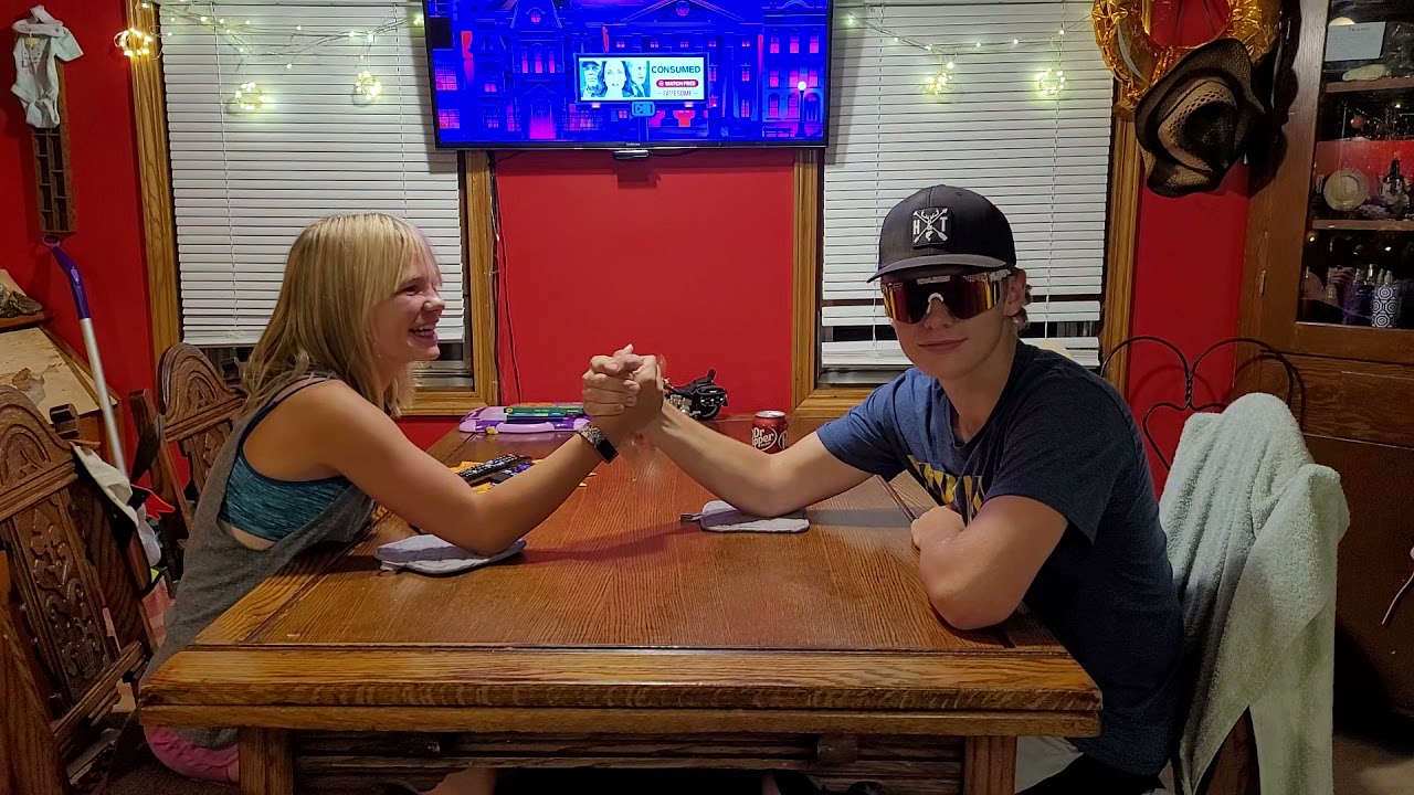 Arm Wrestling Sister Against Brother Ohh Yeah!!