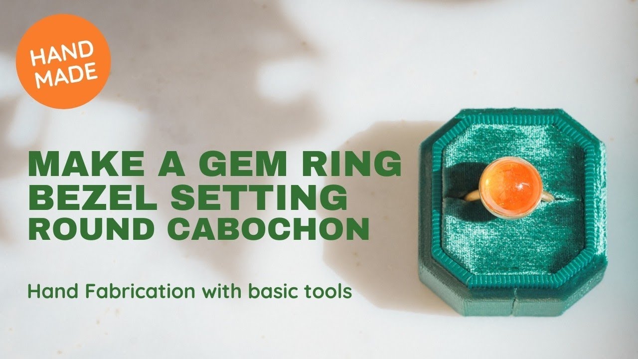 How to make a gem ring with 18K yellow gold. Bezel setting for cabochon. Basic Stone Setting,