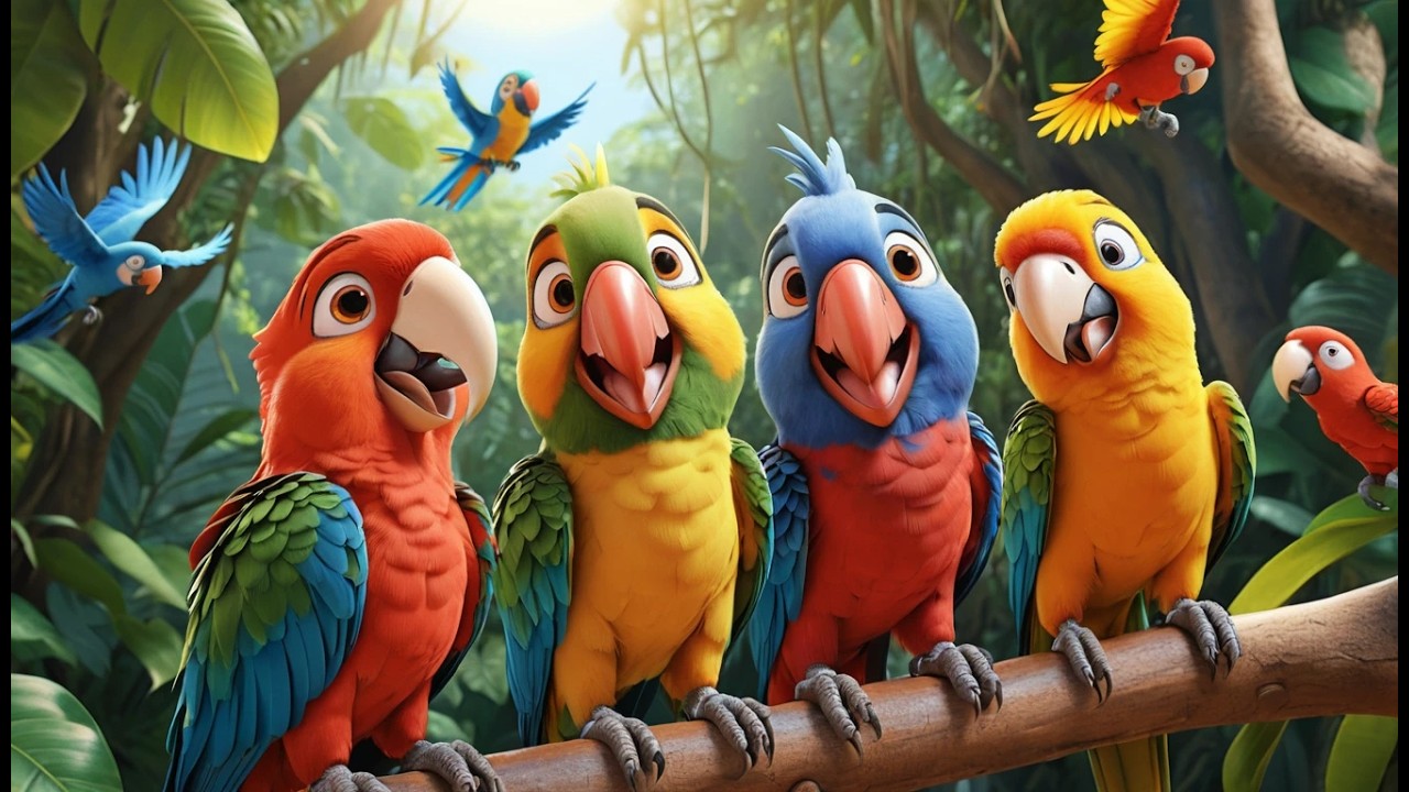 Cinco Pequeños Loritos Graznan, Graznan | Canción de Aves y Sonidos de la Naturaleza