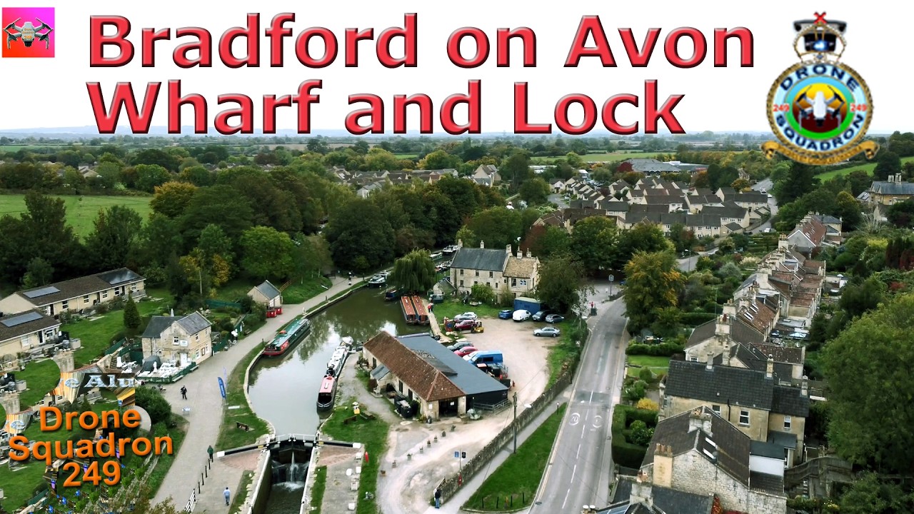Bradford On Avon Lock, Wharf and Fuelboat. #drone #canal