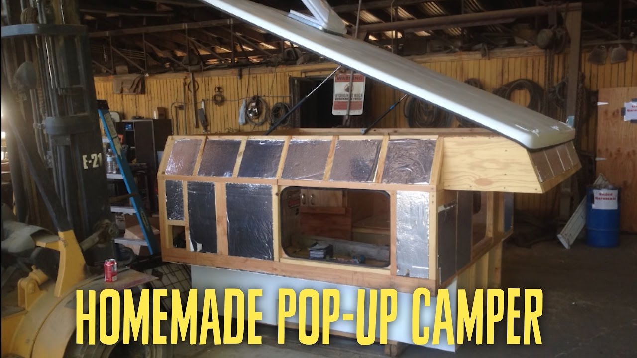 Homemade pop-up truck camper
