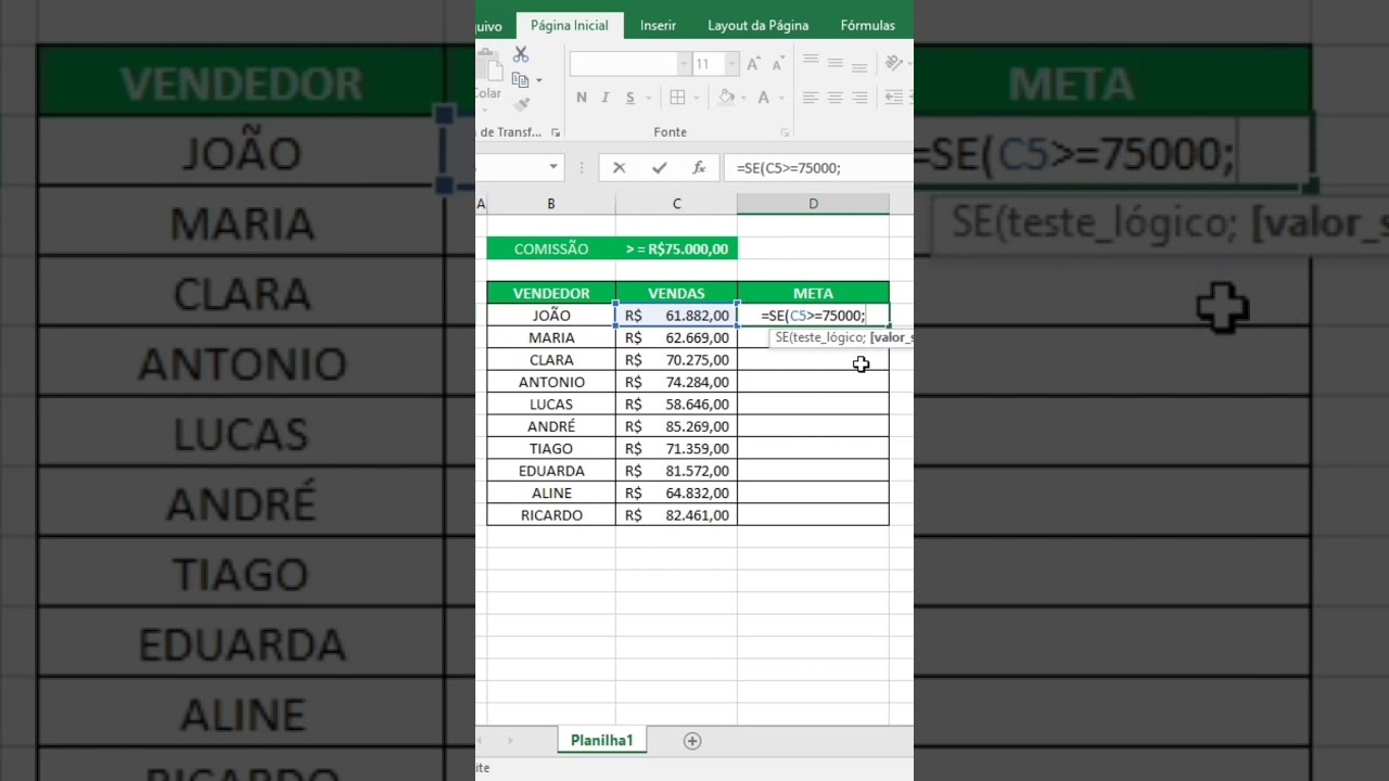Fun&ccedil;&atilde;o Se no Excel em Menos de 1 Minuto #funcaose #datahouse #excel #truqueexcel #dicasexcel