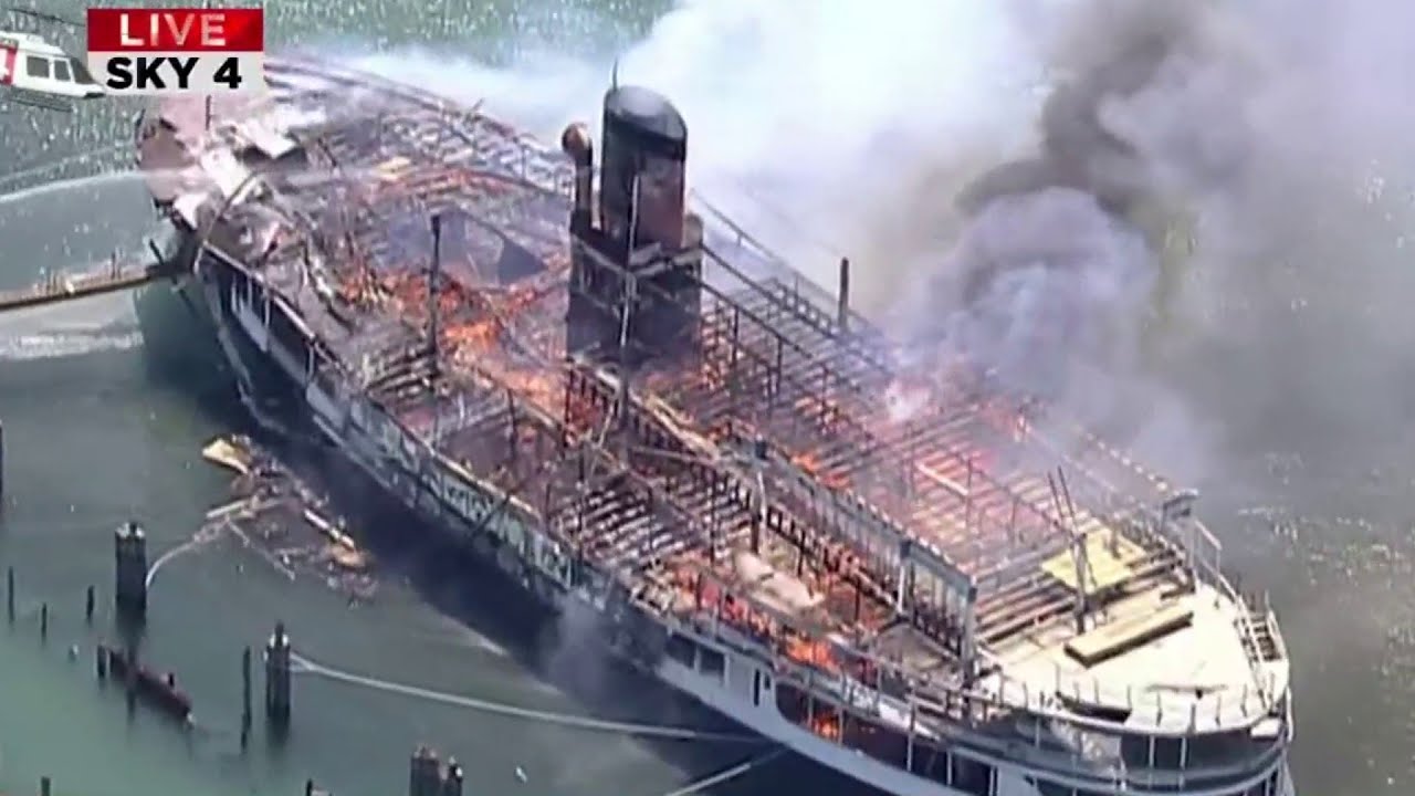 Historic Boblo Island boat catches fire at Detroit Marina