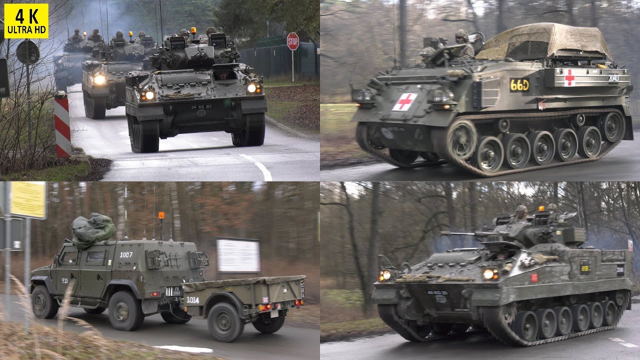 Warrior FV510 Schützenpanzer, FV432 Bulldog, Land Rover Defender Wolf, Panther CLV + Penman Trailer