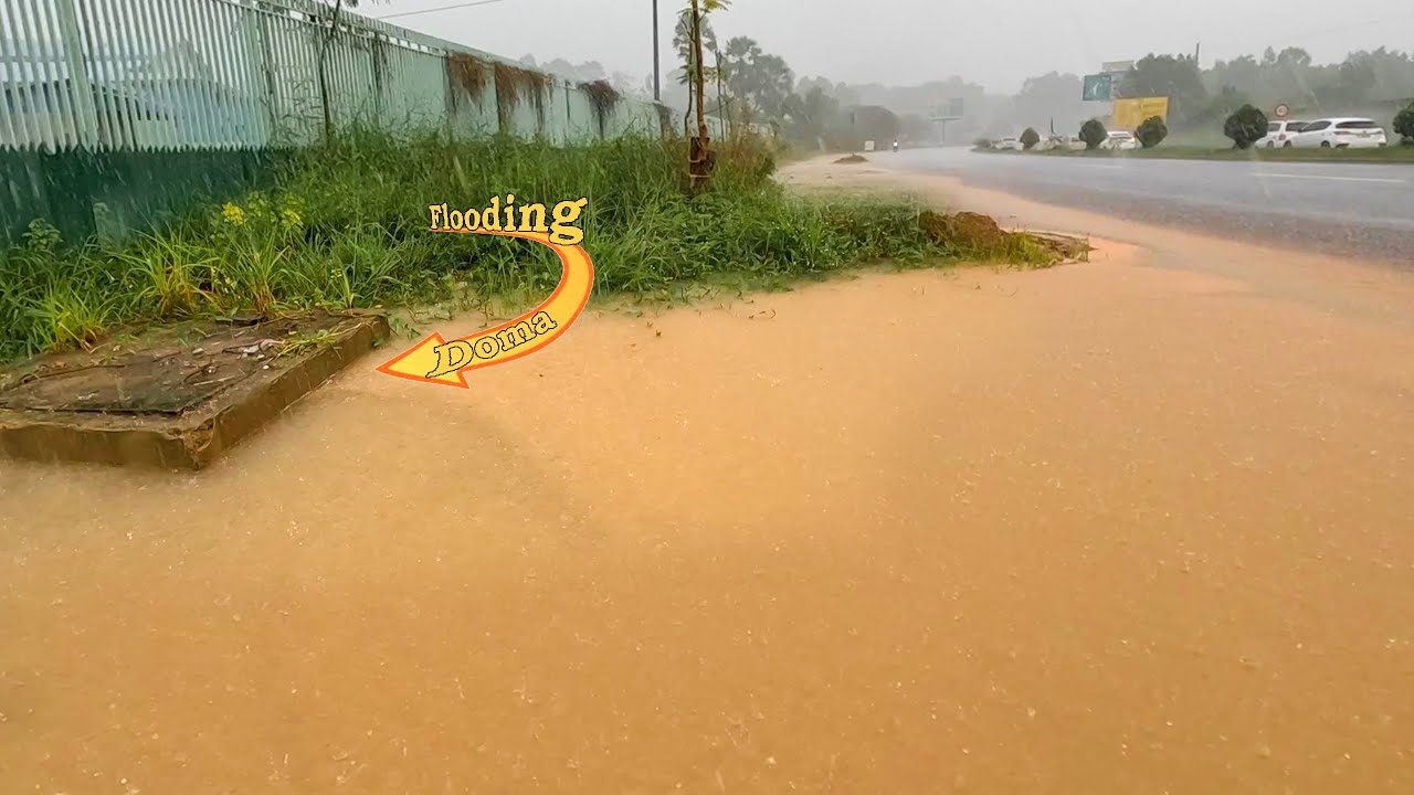 Unclogging Street Drains From Eliminate Flood After Strong Heavy Rain