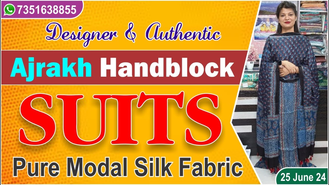 25 june 24 | Designer Ajrakh Handblock SUIT in MODAL SILK FABRIC | 7351638855