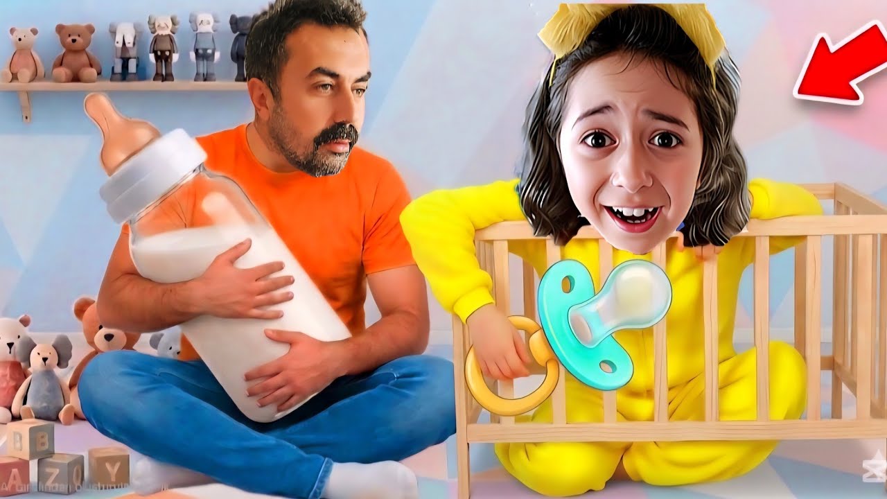 24 SAAT BEBEK OLARAK YAŞAMAK !! ESMA BEBEK OLDU ANNE ve BABASI &Ccedil;ILDIRDI BİBERONLA BESLEDİK