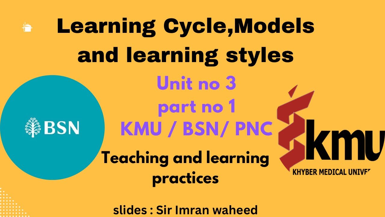 Learning Cycle,Models and Learning Styles / Unit no 3 / Part no 1 / KMU/ BSN lecture in pushto