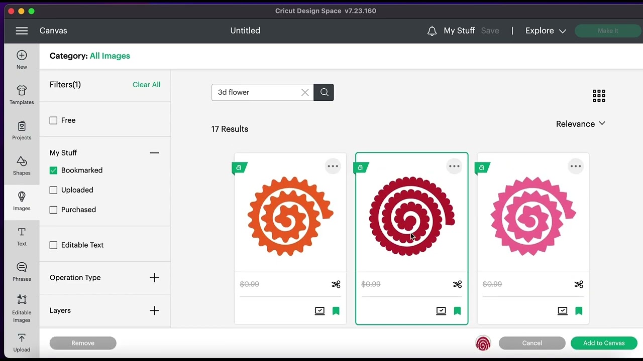 How to find paper flower template in cricut design space