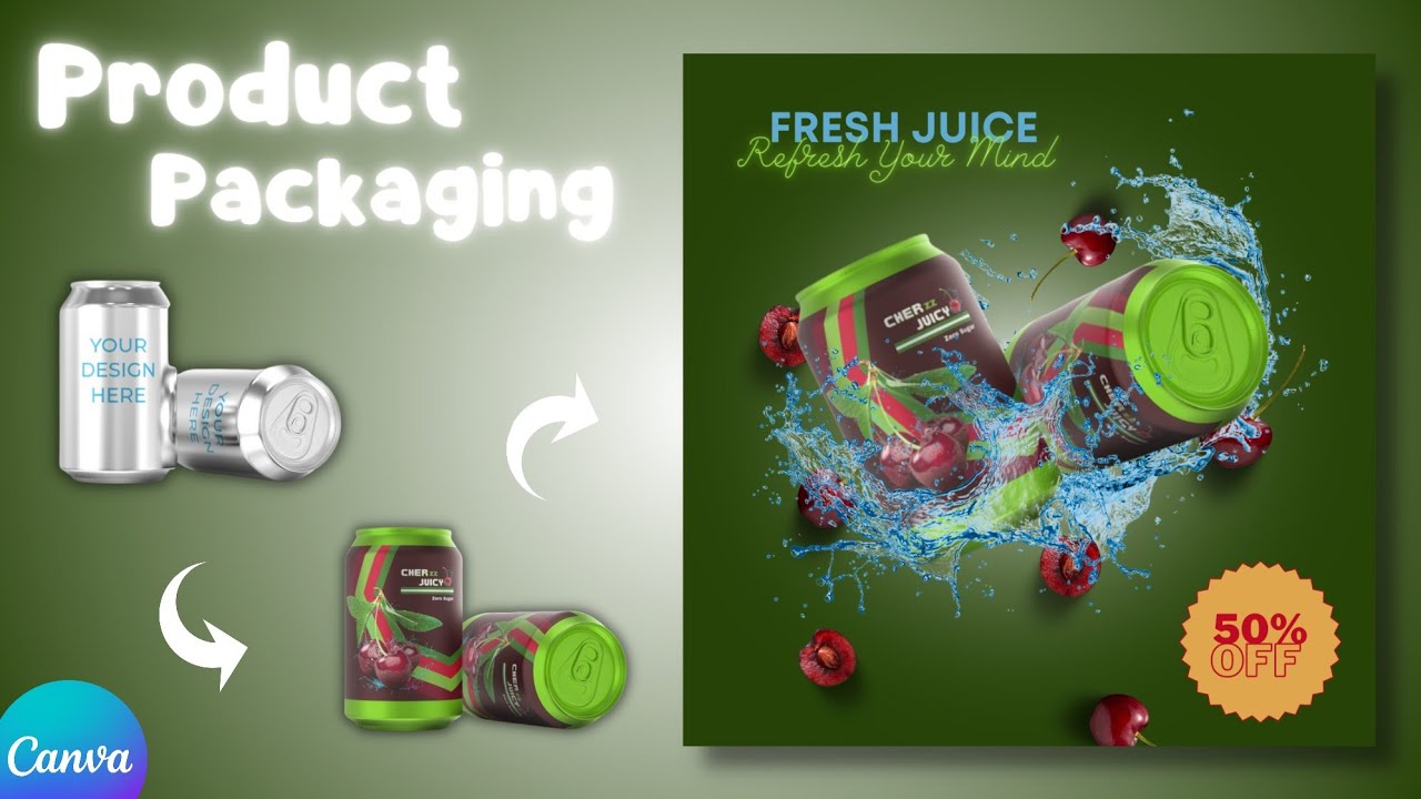 Soft Drinks Packaging Design and Advertising Poster Design in Canva | Product Commercial