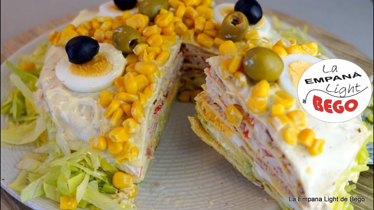 Pastel Salado de Crepes. Receta Fácil y Ligera de Platos Fríos