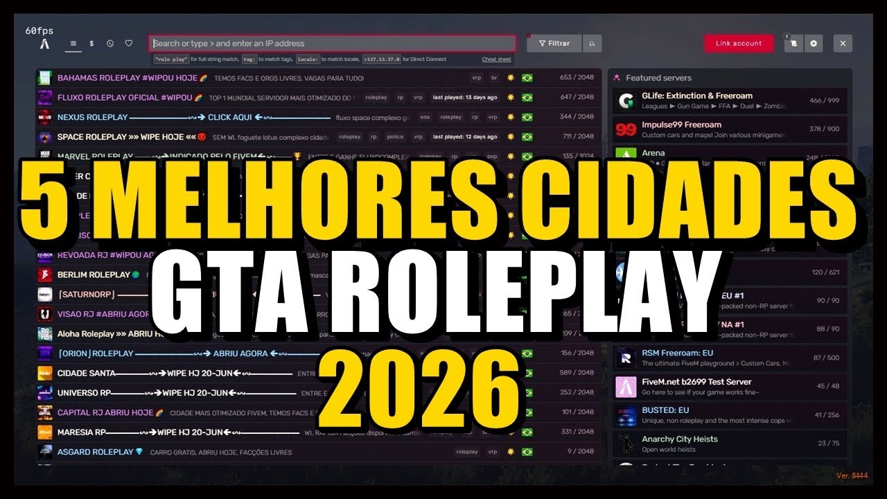 5 MELHORES CIDADES DE WL FECHADA DO GTA RP!! EM JANEIRO/FEVEREIRO DE 2026