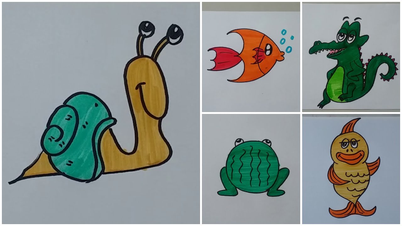 Colorful Animal Drawings Tutorial for Kids | Cute & Easy Animal Drawing Ideas