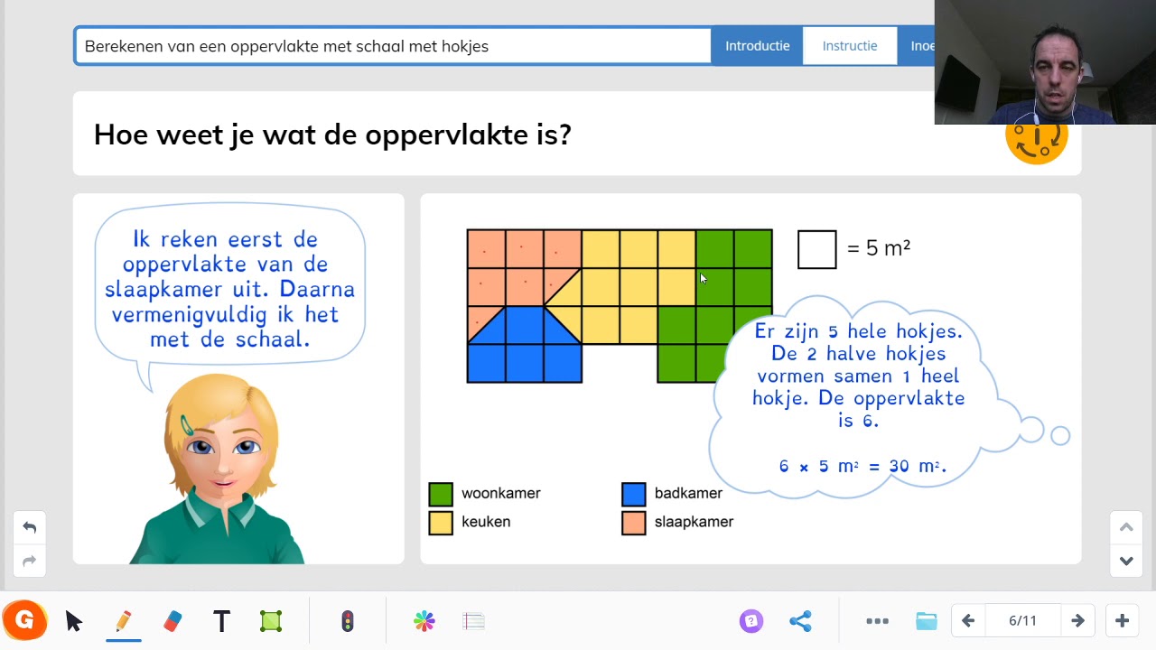 Berekenen van een oppervlakte met schaal met hokjes (niveau 6 (j)) - deel 2