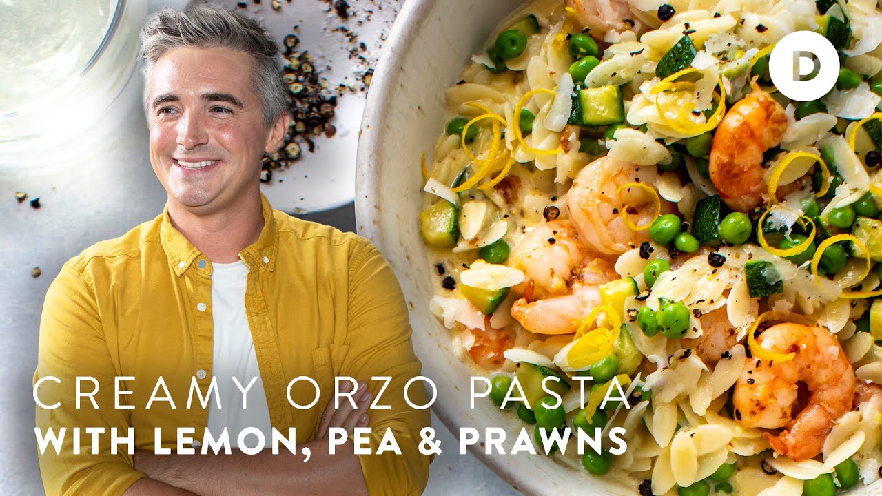 CREAMY Orzo Shrimp Pasta!
