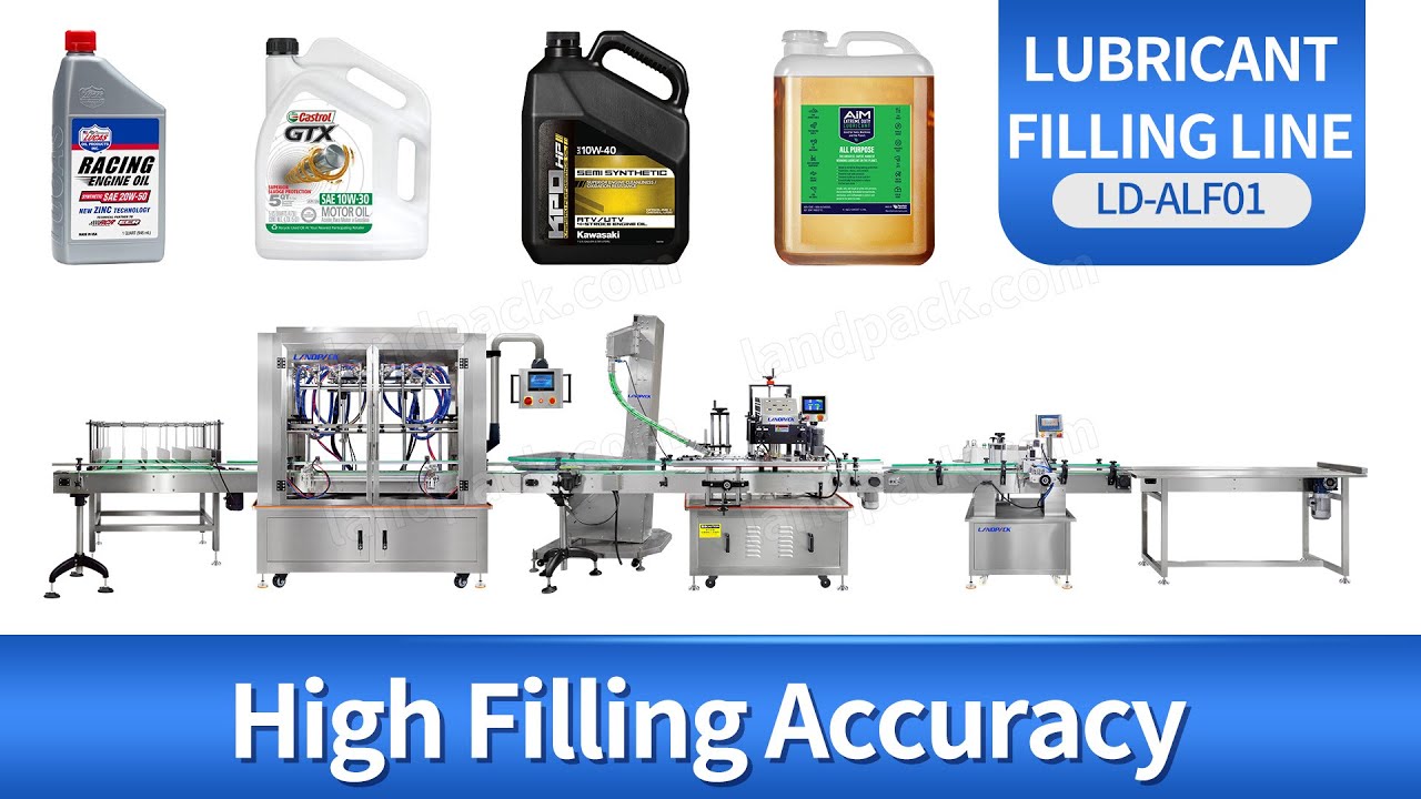 Automatic 6 Heads Gear Pump Lubricant Oil Bottles Filling Capping Labeling Machine Line