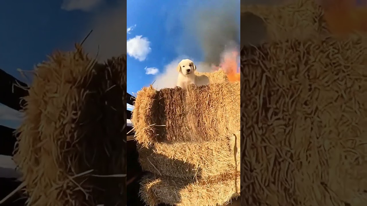 🔥Dog Rescues Puppy From Burning Truck - Mom Dog Did the Impossible  #rescue #herodog #labrador