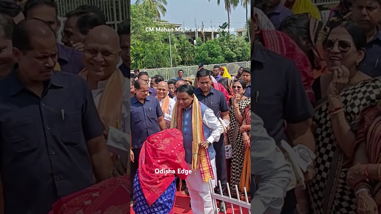 Chief minister Mohan Majhi with people at a public event