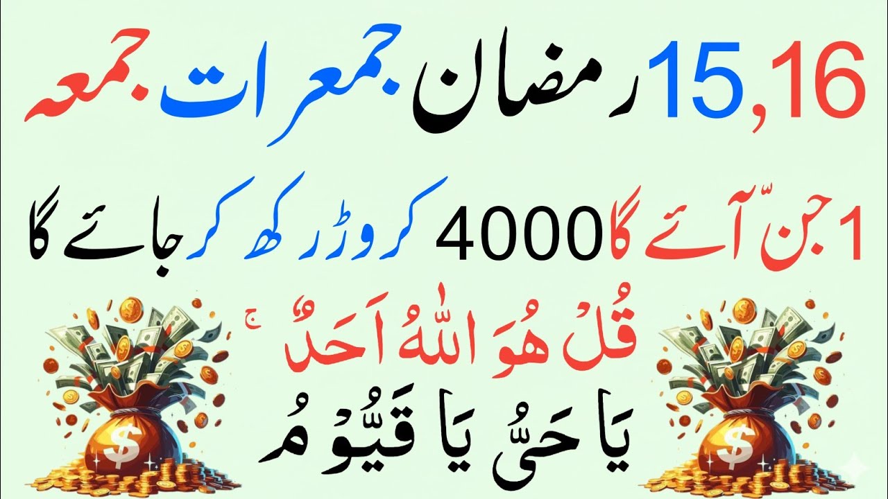15-16 Ramzan Jumerat Jumma Powerful Wazifa|Surah Ikhlas100 Baar+Ya Hayyu Ya Qayyum Se Har Hajat Puri