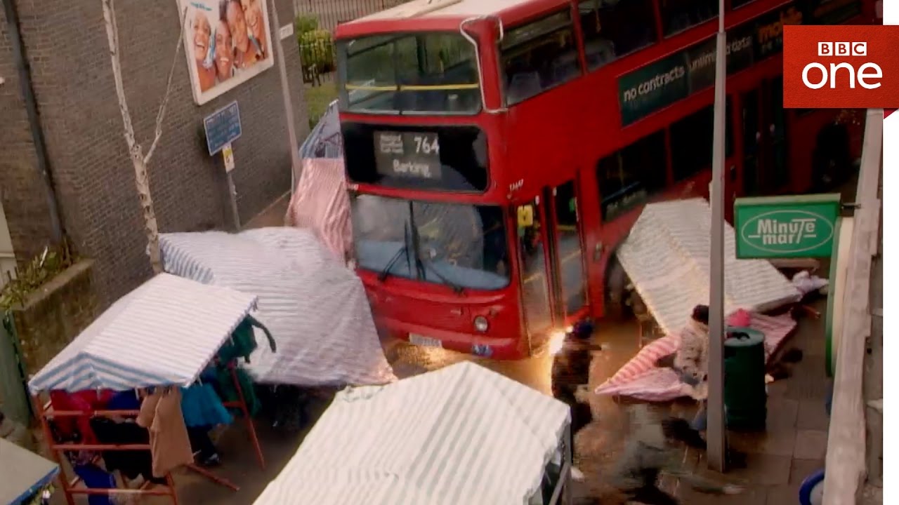 Out of control bus crashes through Walford market - EastEnders 2017 - BBC