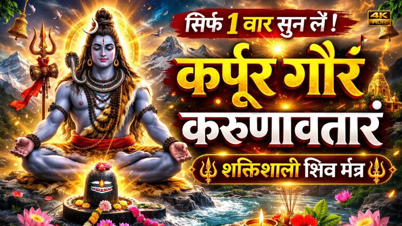 कर्पूर गौरं करुणावतारं | Shiv Yajur Mantra | Powerful Shiva Mantra | भोलेनाथ मंत्र #love #bhajan