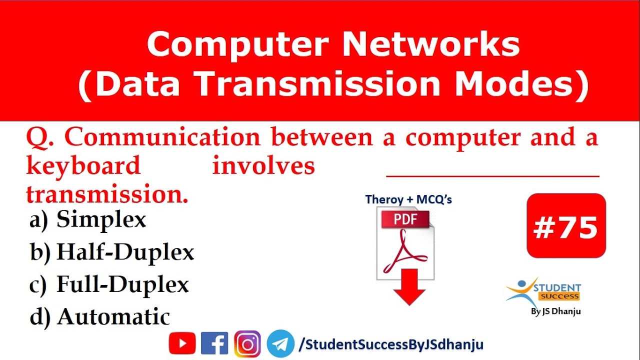 Data Transmission Modes in Communication MCQs | Transmission Modes in Computer Networks | JS Dhanju