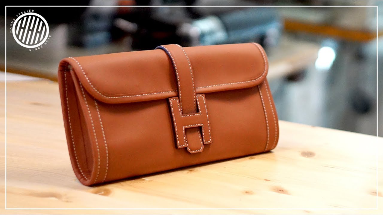 [Leather Craft] Making clutch bag / DIY / Free pattern