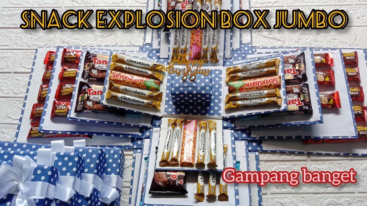 cara mudah membuat snack explosion box jumbo | diy gift box
