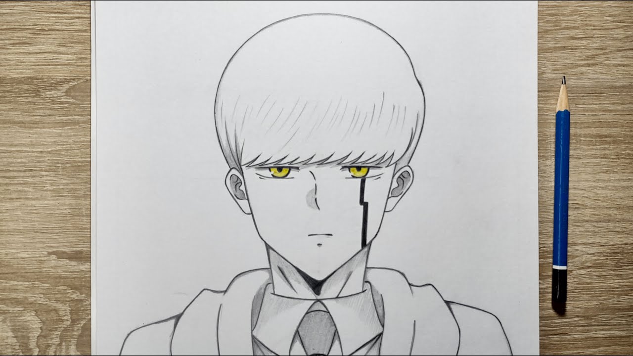 how to draw Mash Burnedead - step by step | Drawing Mash from Mashle